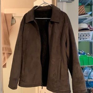 Men’s Medium Brown Faux Suede Jacket Size Large.